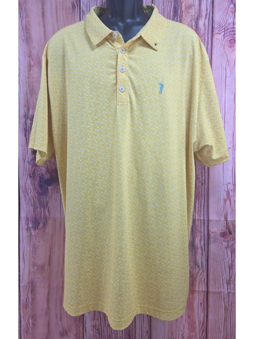 William Murray Mens Yellow Geometric Pattern Golf Polo XL